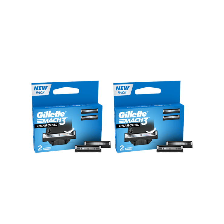 Gillette Mach 3 Charcoal Shaving Men’s Razor Cartridge – Pack of 2 – 2 x 2 pieces
