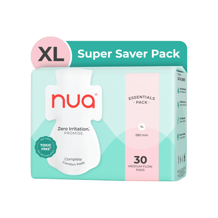 Nua Pads for Medium Flow (Super Saver Pack) – 30 pieces