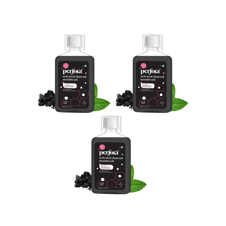 Perfora Alcohol Free Teeth Whitening Mouthwash (Activated Charcoal) – Pack of 3 – 3 x 200 ml