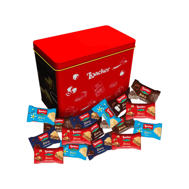 Loacker Assorted Flavours Mini Wafer Chocolate with Free Tin – 300 g