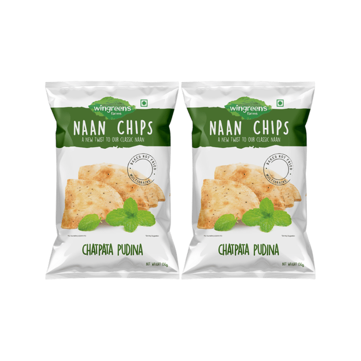 Wingreens Farms Chatpatta Pudina Naan Chips – Pack of 2 – 2 x 150 g