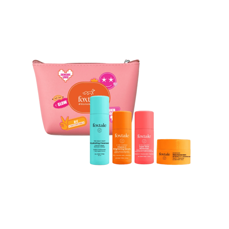 Foxtale On-the-Glow Skin Care Kit + Pouch – 1 pack (4 pieces)