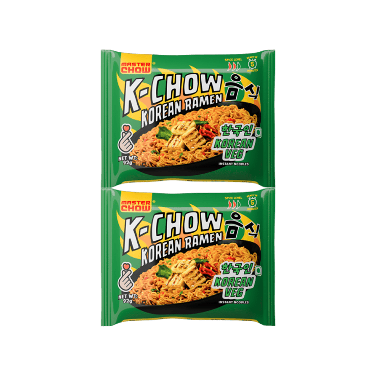 MasterChow K-chow Korean Ramen Veg Instant Noodles – Pack of 2 – 2 x 92 g
