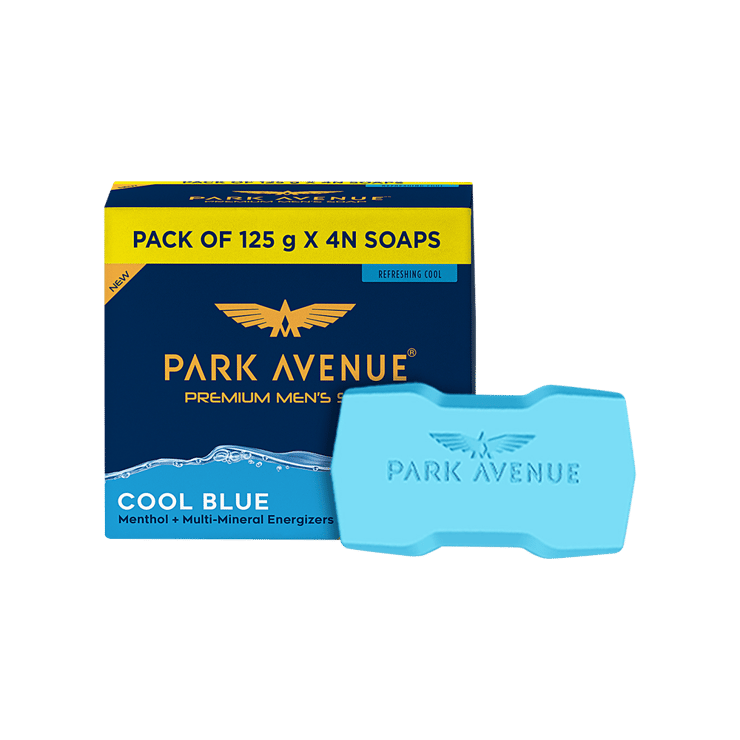 Park Avenue Cool Blue Men’s Soap (Menthol + Multi Mineral Energizers) – 1 pack (4 x 125 g)