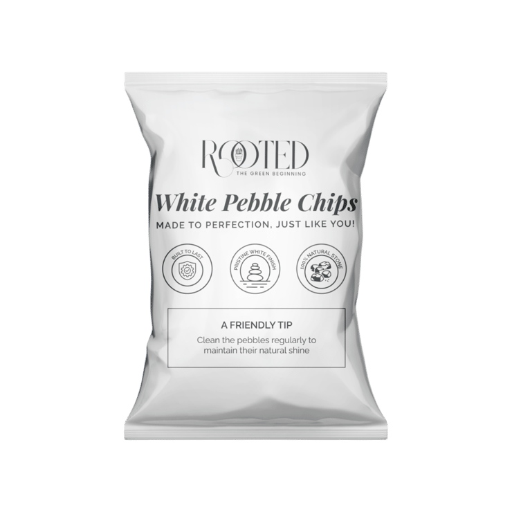 Rooted White Pebble Chips Gardening Accessory – 1 kg