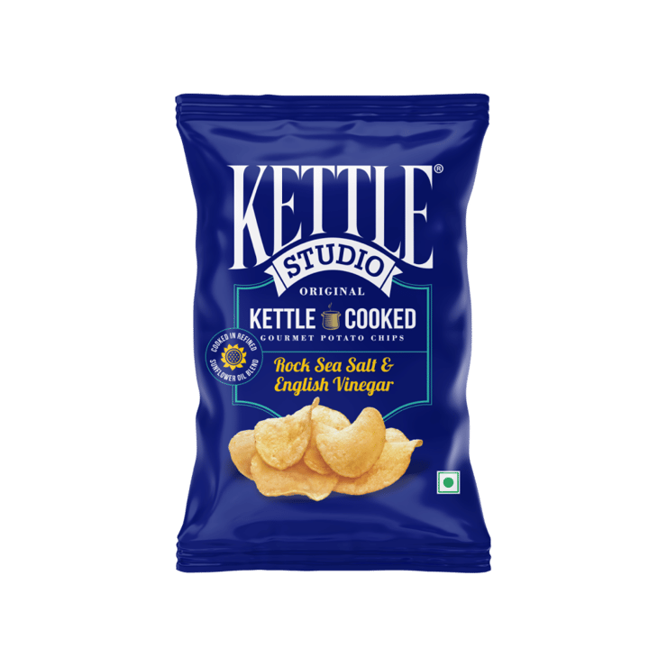 Kettle Studio Rock Sea Salt & English Vinegar Potato Chips – 113 g