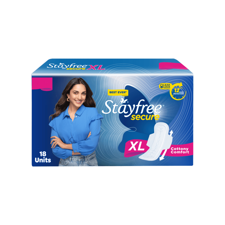Stayfree Secure Cottony Soft Sanitary Pads (Extra Large Wings) – 1 pack (18 pieces)