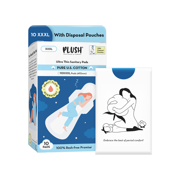 Plush Overnight Sanitary Pads (with Disposable Pouches) – 10 pieces