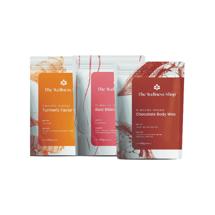 The Wellness Shop Turmeric Facial, Chocolate Body & Bikini Wax Powder – 3 x 100 g