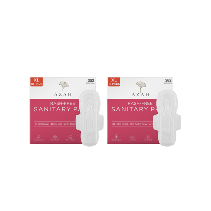 Azah XL Rash Free Sanitary Pads (Pack of 18) – Pack of 2 – 2 x 1 pack (18 pieces)