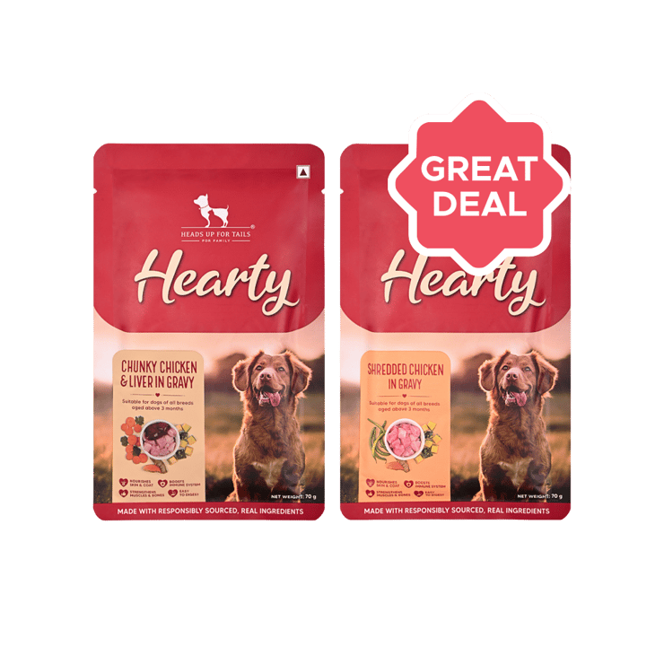 HUFT Hearty Chunky Chicken & Liver Dog Wet Food +  Chicken & Pumpkin Dog Wet Food Combo – 70 g + 70 g