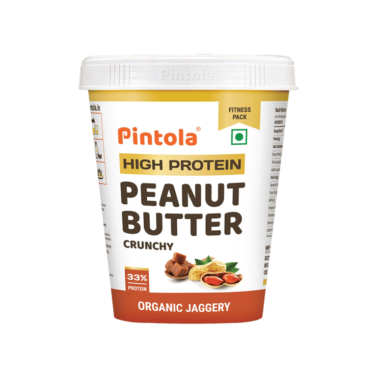 Pintola High Protein Organic Jaggery Crunchy Peanut Butter – 510 g