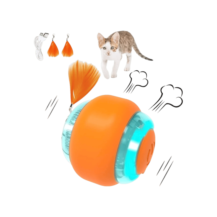 Goofy Tails Interactive Smart Ball Cat Toy (Orange, Blue) – 1 unit