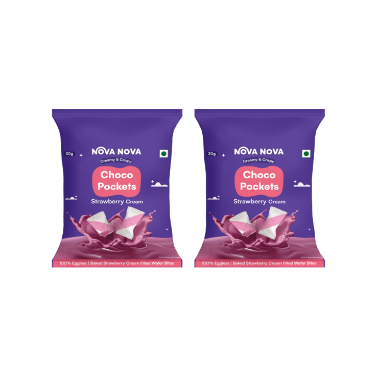 Nova Nova Strawberry Cream Filled Bar Chocolate Pack – 2 x 30 g