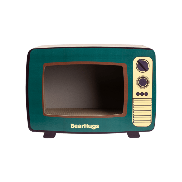BearHugs Retro TV Cat Scratcher & Hideout (Multicolour) – 1 unit