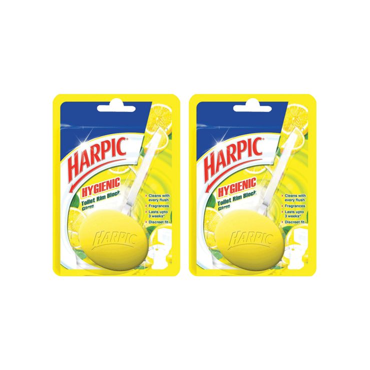 Harpic Hygienic Toilet Cleaner Block (Citrus) – Pack of 2 – 2 x 26 g