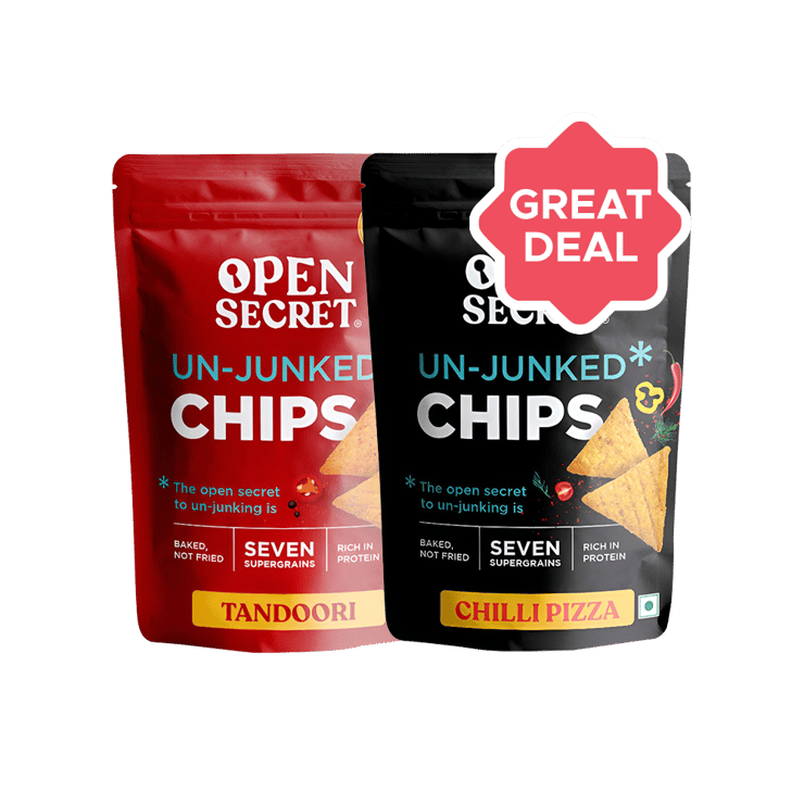 Open Secret Tandoori Baked Chips (High Protein) +  Chilli Pizza Baked Chips (High Protein) Combo - 45 g + 45 g