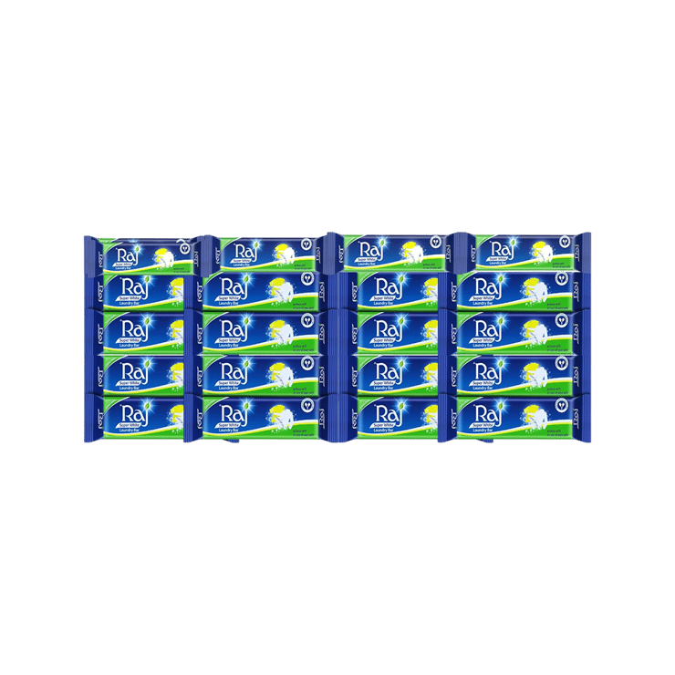 RAJ SUPER WHITE Detergent Bar for Clothes - 20 x 70 g