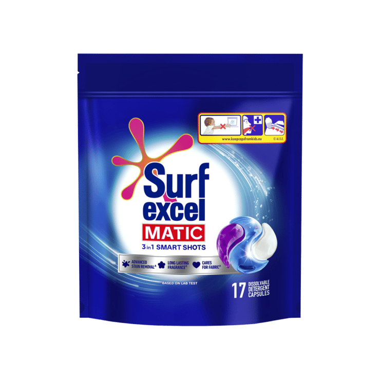 Surf Excel 3 In 1 Smart Shots Detergent Pods - 17 shots