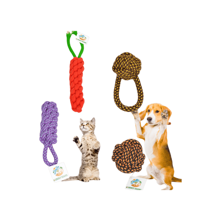 Cuddly Beans Rope Pet Toy (Multicolour) - 1 pack (4 pieces)