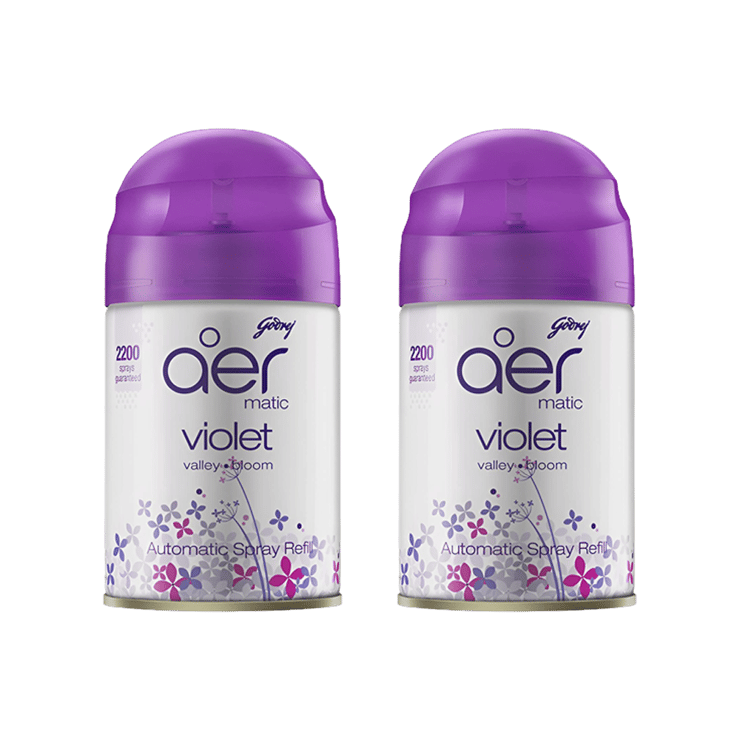 Godrej Aer Matic Air Freshener - Violet Valley Bloom (Violet) - Pack of 2 - 2 x 225 ml