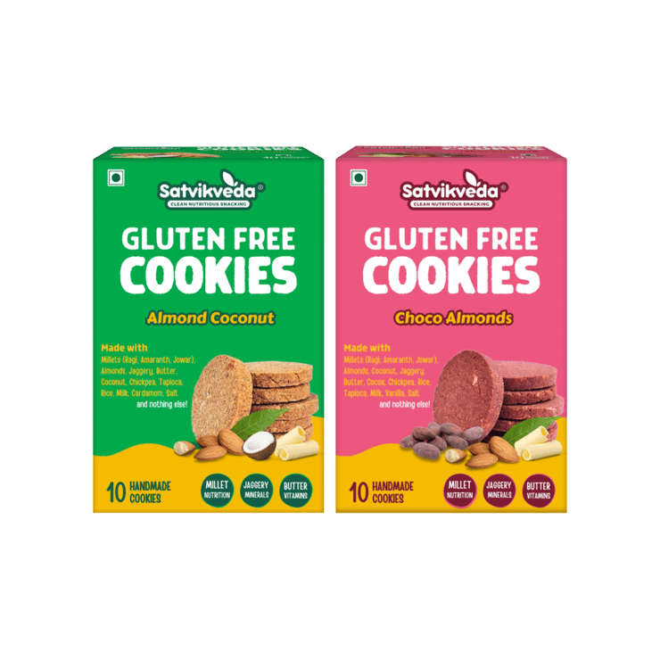 Satvikveda Gluten Free Almond Coconut & Choco Cookies Biscuit