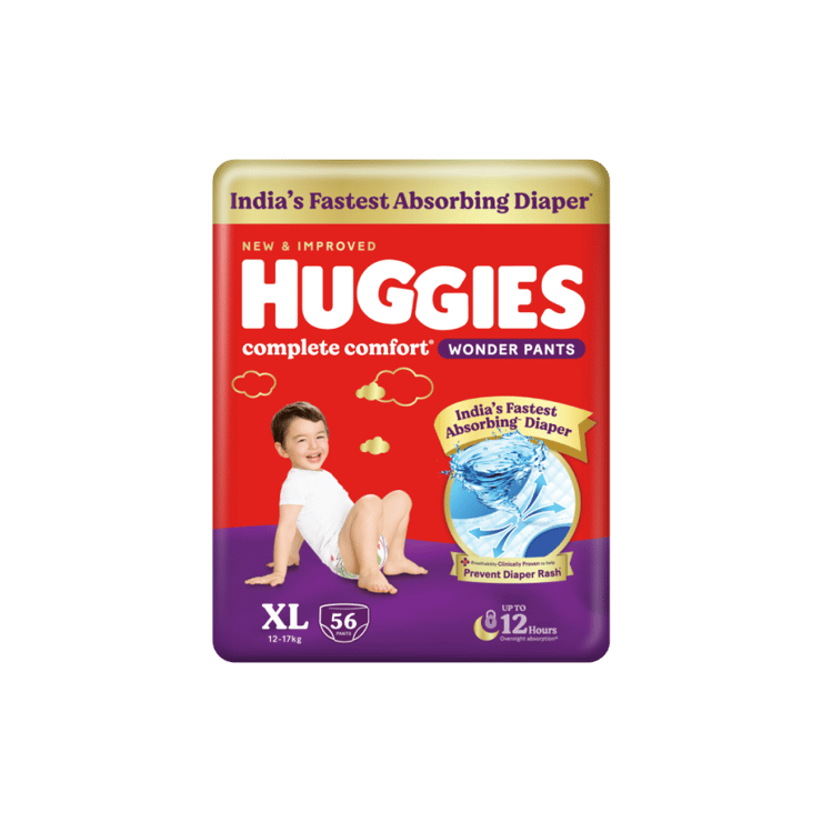 Huggies Complete Comfort Fastest Absorbing Wonder Baby Diaper (Pants, XL, 12-17 kg)