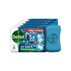 Dettol Icy Cool Bathing Soap Bar with 3X Intense Cooling - 5 x 150 g