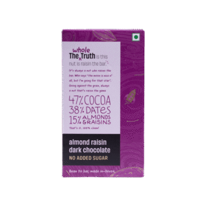 The Whole Truth Almond Raisin Dark Chocolate Bar (Cocoa 47%, Dates 38%, Almonds & Raisins 15%) - 80 g