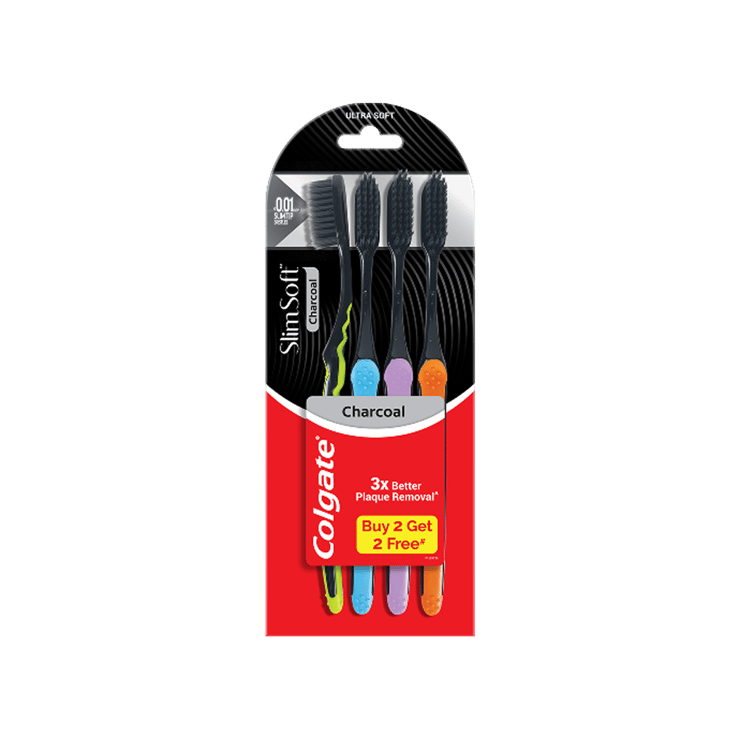 Colgate SlimSoft Charcoal Toothbrush - Buy 2 Get 2 Free - 1 set (4 pieces)