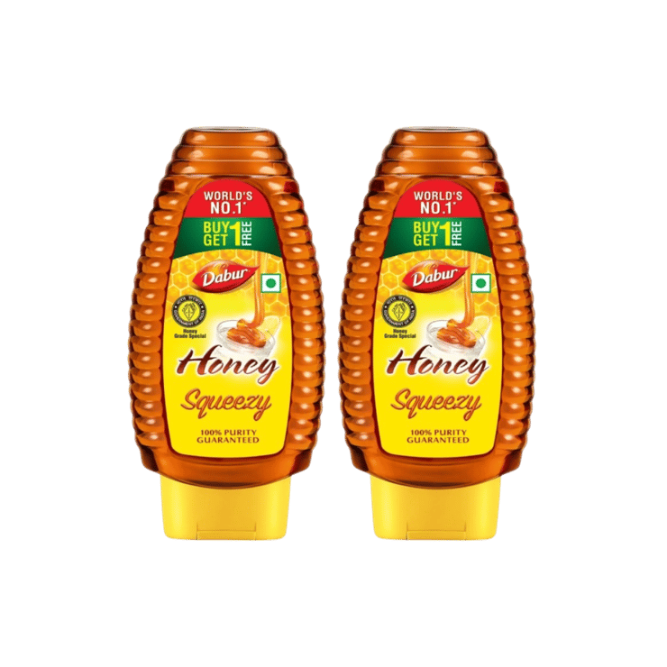 Dabur Honey Squeezy, 100% Pure World's No.1 Honey - Buy 1 Get 1 Free - 2 x 225 g