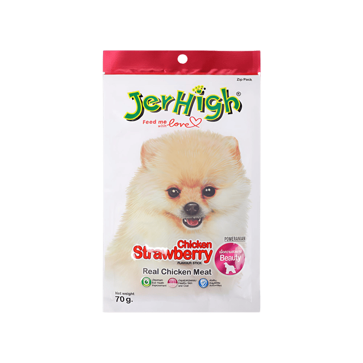 Jerhigh Dog Treat Sticks (with Real Chicken and Strawberry Flavoured) - 70 g