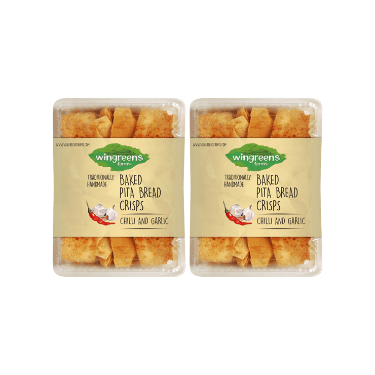 Wingreens Farms Chilli and Garlic Pita Chips - Pack of 2 - 2 x 100 g