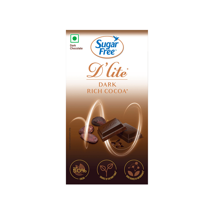 Sugar Free D'Lite Rich Cocoa Dark Chocolate Bar (Naturally Sweetened) - 40 g