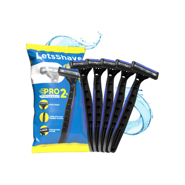 LetsShave Pro 2 Plus Disposable Twin Blade Shaving Men's Razor - 5 pieces