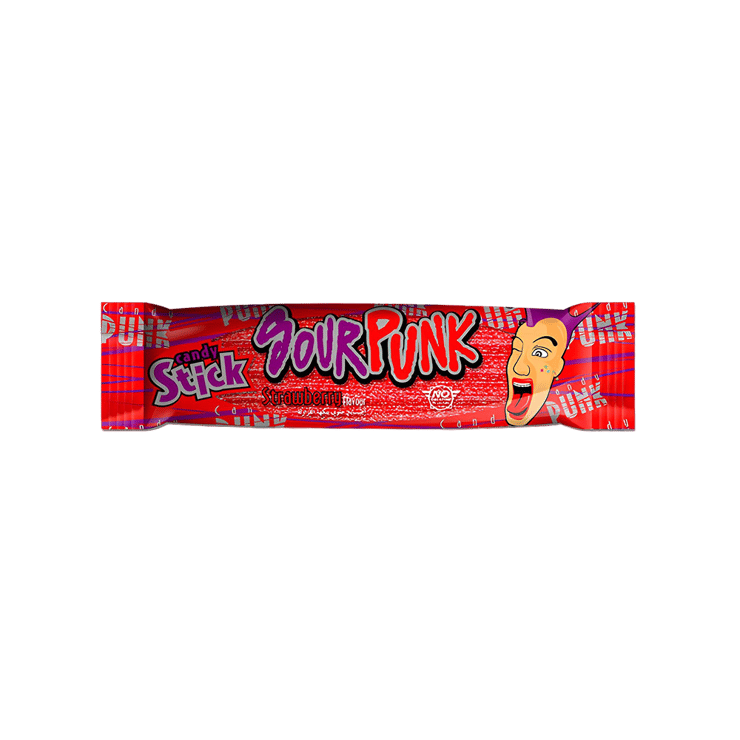 Sour Punk Strawberry Flavour Stick Candy - 40 g
