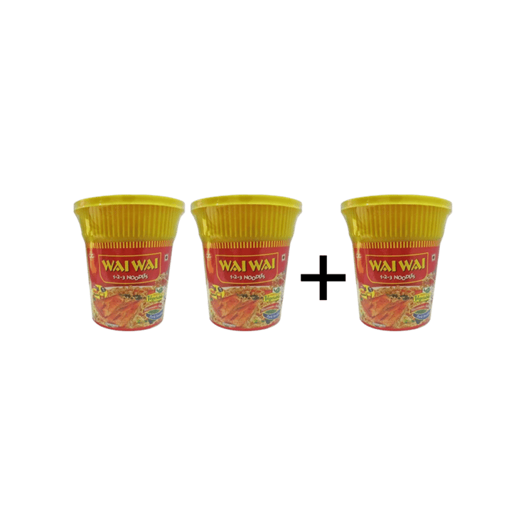 Wai Wai Ready To Eat Chicken Cup Noodles - Buy 2 Get 1 Free - 2 x 75 g + 75 g