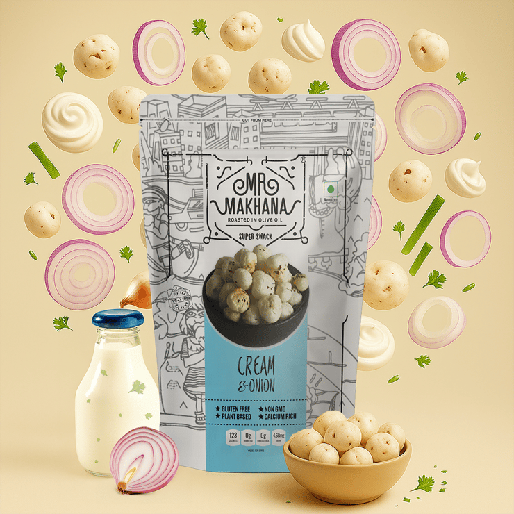 Mr. Makhana Cream & Onion Flavoured Makhana (Standee Pouch) - 55 g