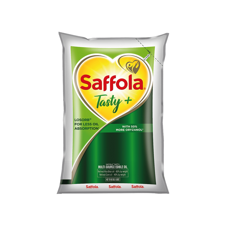 Saffola Tasty + Refined Rice Bran & Corn Blended Cooking Oil - 1 ltr