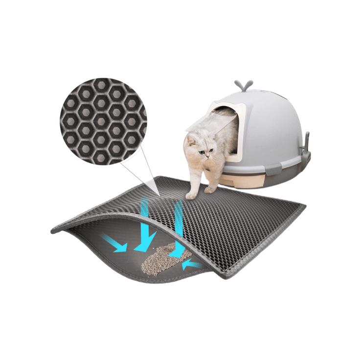 Petcrux Double Layer Cat Litter Mat (Grey, Black) - 1 unit