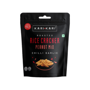 Kari Kari Rice Cracker Peanut Mix Namkeen Snacks, (Chilli Garlic) - 50 g