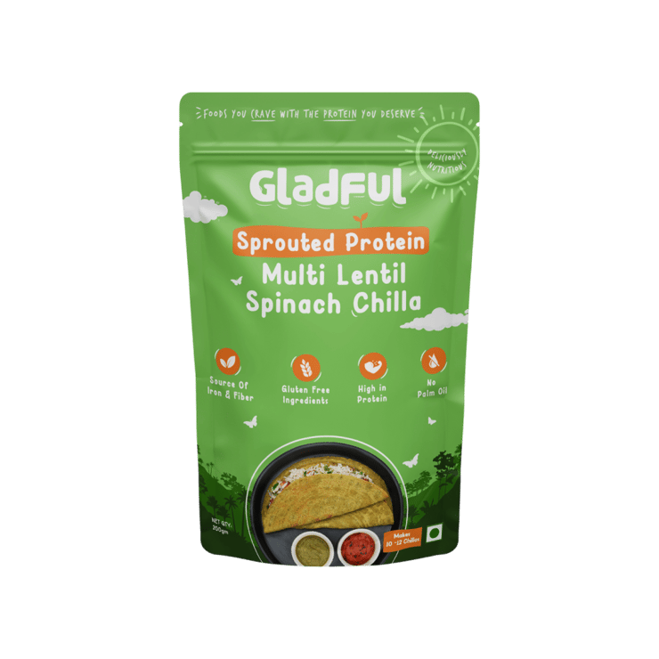 Gladful Multi Lentil Spinach Chilla Mix - 200 g