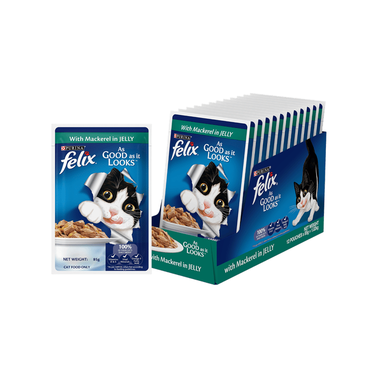Felix Mackeral with Jelly Adult Wet Cat Food (Pack of 12) - 1 pack (12 pieces)