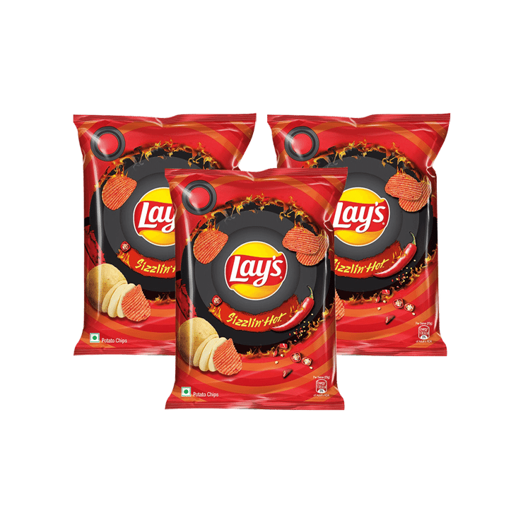 Lay's Sizzling Hot Potato Chips - Pack of 3 - 3 x 52.9 g