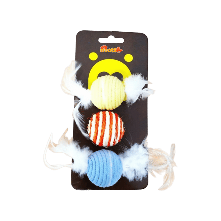 Nootie Sisal Balls Cat Toy (Colour May Vary) - 3 pieces