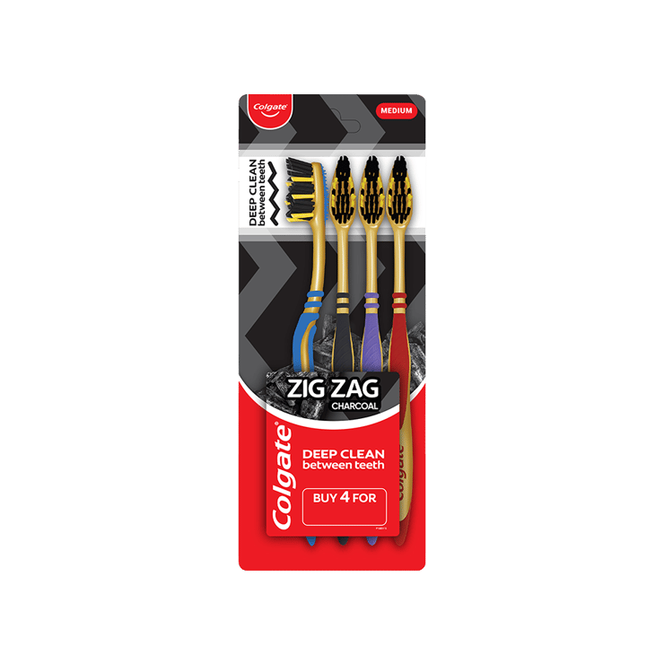 Colgate Zig Zag Charcoal Toothbrush (Medium) - 1 pack (4 pieces)