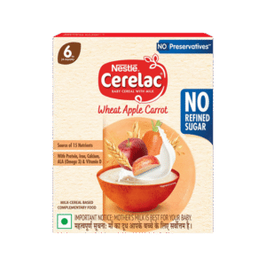 Nestle Cerelac Wheat Apple Carrot Baby Cereal (No Refined Sugar, 6 to 24 Months)