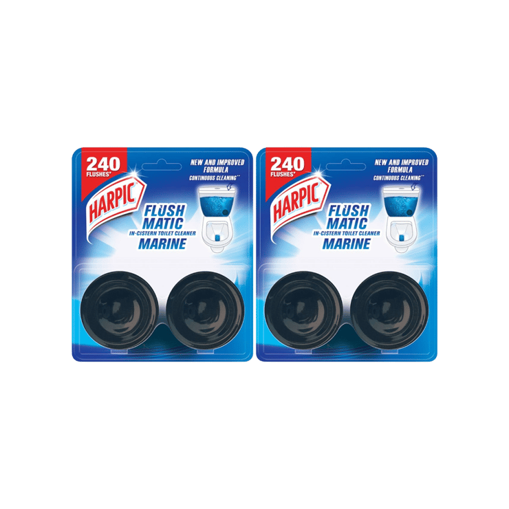 Harpic Flushmatic In-Cister Toilet Cleaner Block (Marine) - Pack of 2 - 2 x 100 g