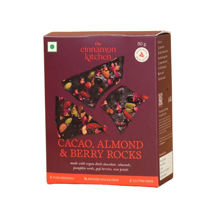 The Cinnamon Kitchen Cacao, Almond & Berry Rocks Dark Chocolate - 50 g