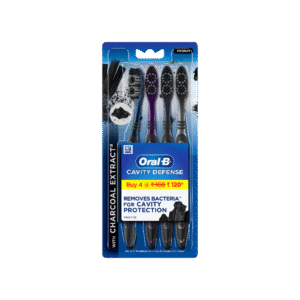 Oral-B Cavity Defense Toothbrush Set (with Charcoal Extract) - 1 pack (4 pieces)